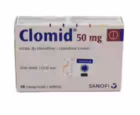 apresentação de caixa do medicamento Clomid com 50mg por comprimido
