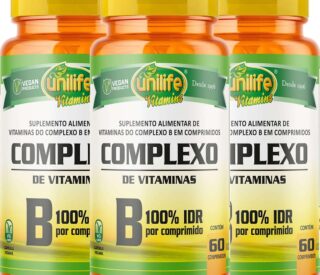 três potes de suplemento de vitamina do complexo B