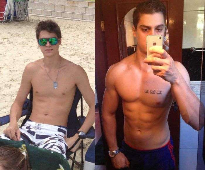foto de antes e depois da musculação - caio xula