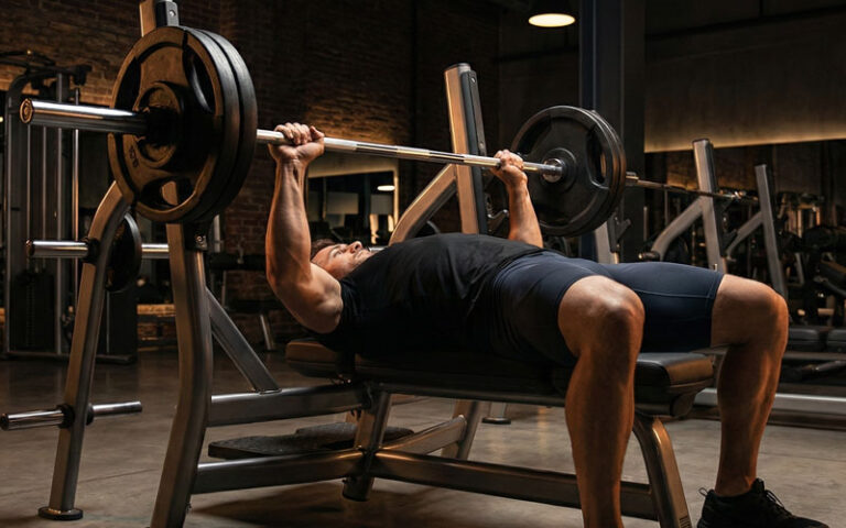 até onde descer a barra ao fazer supino