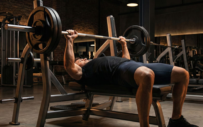 até onde descer a barra ao fazer supino