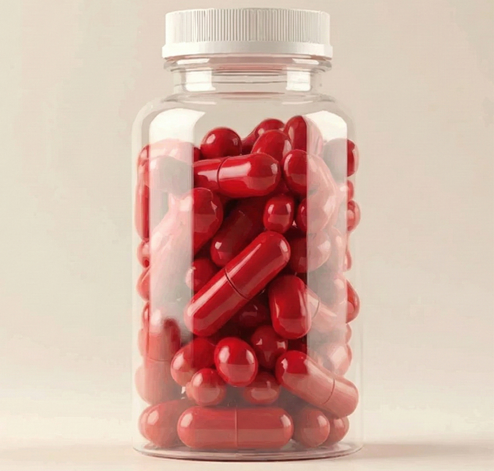 pote com pílulas representado zinco em forma de suplemento