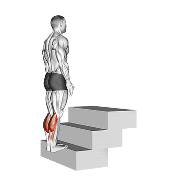 execução do exercício elevação de panturrilhas com o peso do corpo na escada