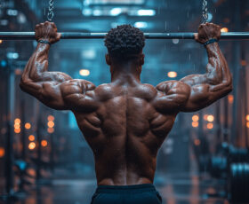 Imagem ilustrando um homem definido treinando, sugerindo que musculação emagrece