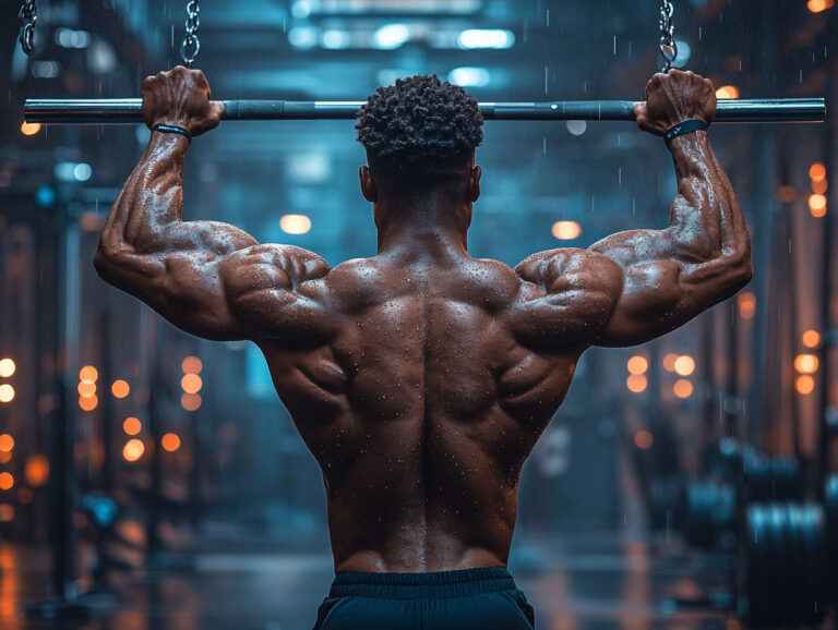 Imagem ilustrando um homem definido treinando, sugerindo que musculação emagrece