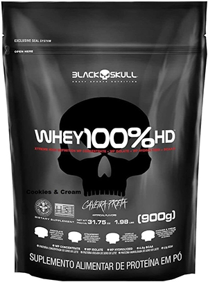refil 900g do whey 100% hd black skull